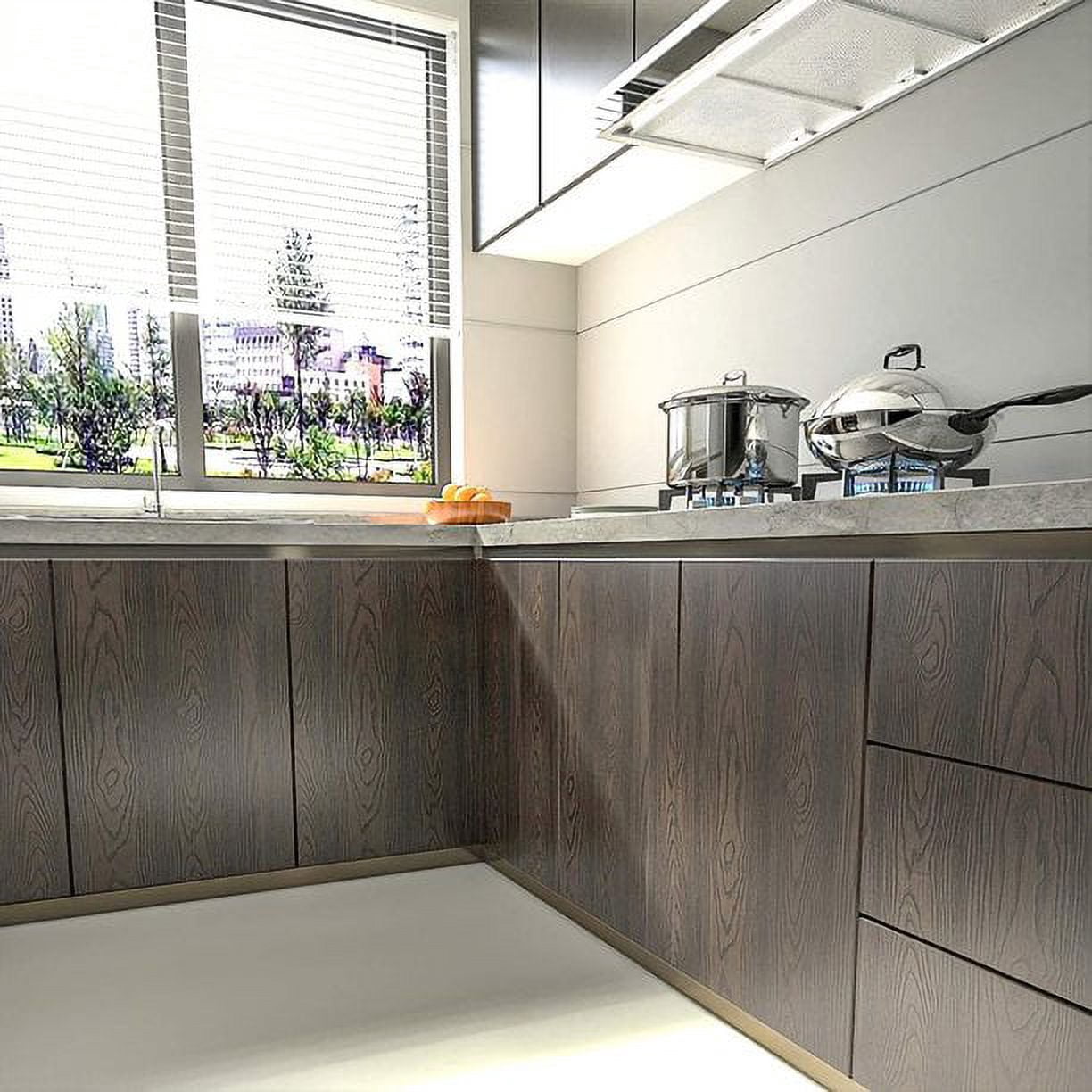 VEELIKE Brown Black Peel and Stick Wallpaper Self Adhesive Wood Contact Paper for Countertops Waterproof Removable Wood Grain Contact Paper Wood Vinyl Roll for Kitchen Cabinets Table 15.7"x354"