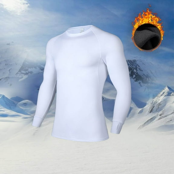 VgaVtl Mens Long Sleeve Shirts Fall Winter Warm Fleece Mens Tops Plain Athletic Casual Slim White Shirts,XL