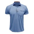 thumbnail image 4 of AHTJRT Men's Fashion Short Sleeve Shirt Splice Button Collar Regular Fit Tshirt Pocket Light Blue M, 4 of 7