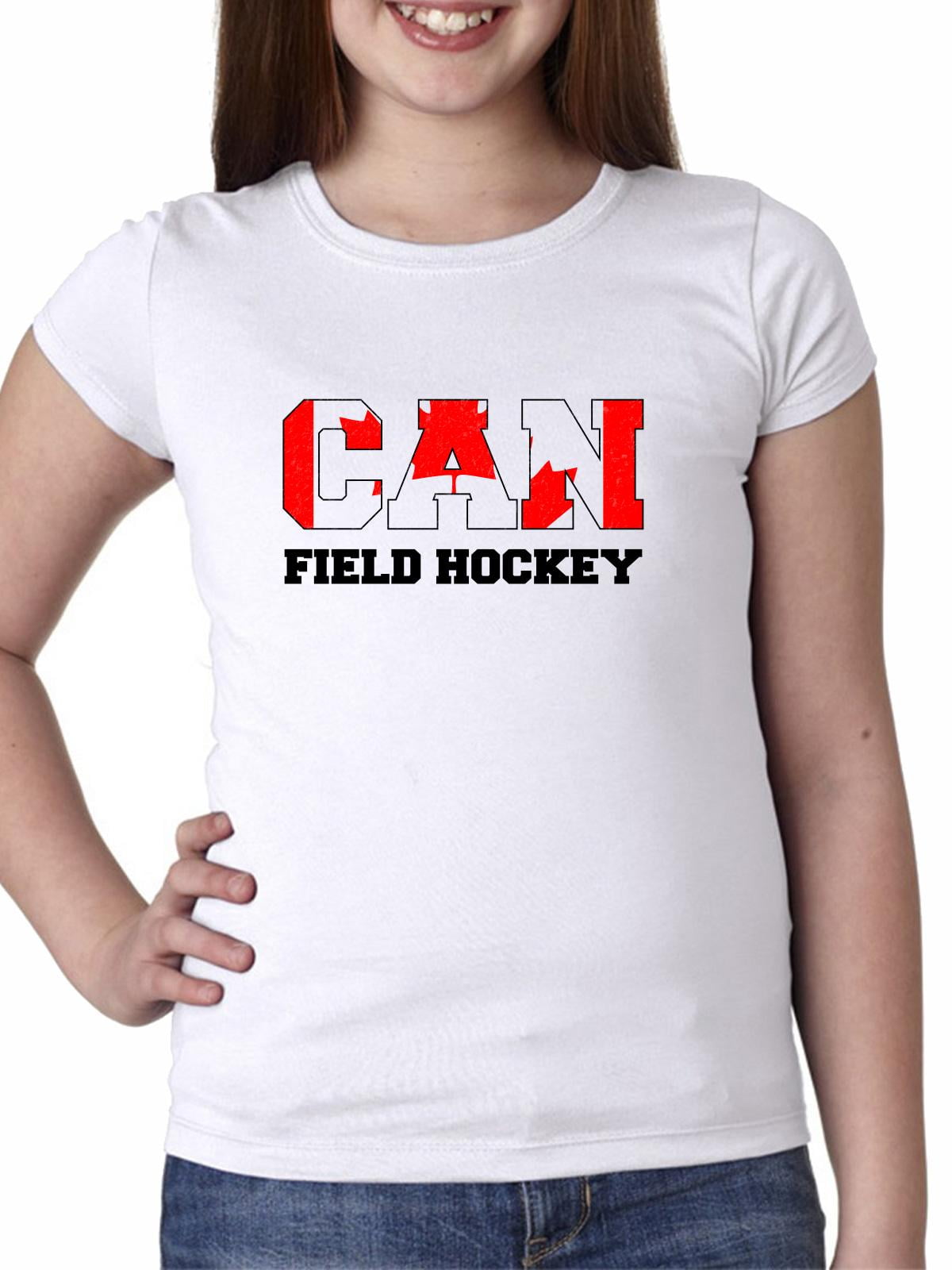 Canada Field Hockey Olympic Games Rio Flag Girl's Cotton Youth T-Shirt by Hollywood Thread