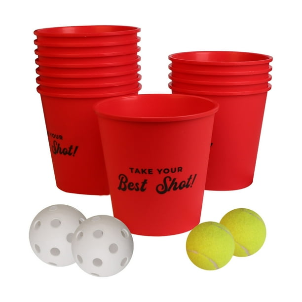 Outdoor Giant Yard Pong Game, Buckets and Balls Games Set for Family