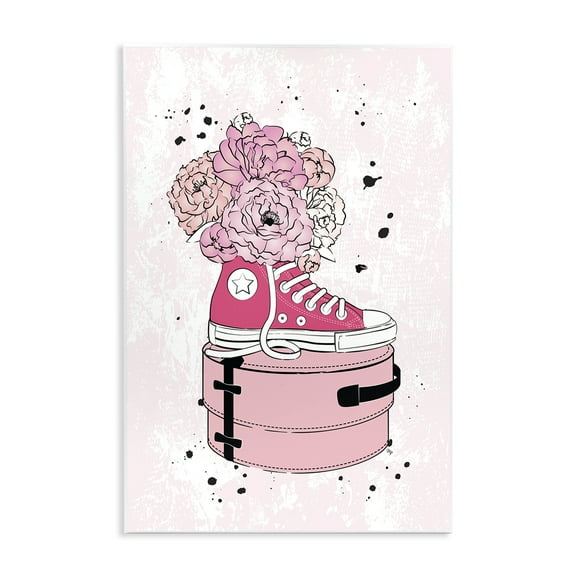 Stupell Industries Pink Floral Sneaker Beauty & Fashion Painting Unframed Art Print Wall Art, 10 x 15