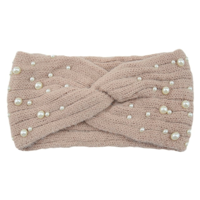 Sonducket Manténgase abrigado con estilo, cómodo calentador de orejas, diadema de invierno, diademas cruzadas de punto Nueva Perla, portátil Accesorios de disfraces rosa