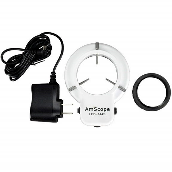 AmScope LED-144S 144 LED Adjustable Microscope Compact Ring Light   Adapter