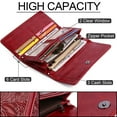 thumbnail image 4 of Women's Wallet Leather RFID Blocking Trifold Ladies Purse Embossed long Clutch Card Holder Phone Checkbook Organizer Red, 4 of 6