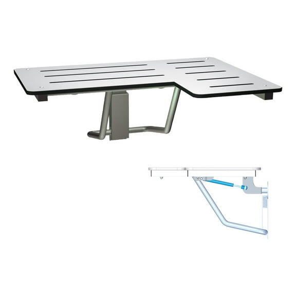 Asi 8206-Sc-L 33" L-Shaped Folding Slow-Close Shower Seat - Stainless Steel