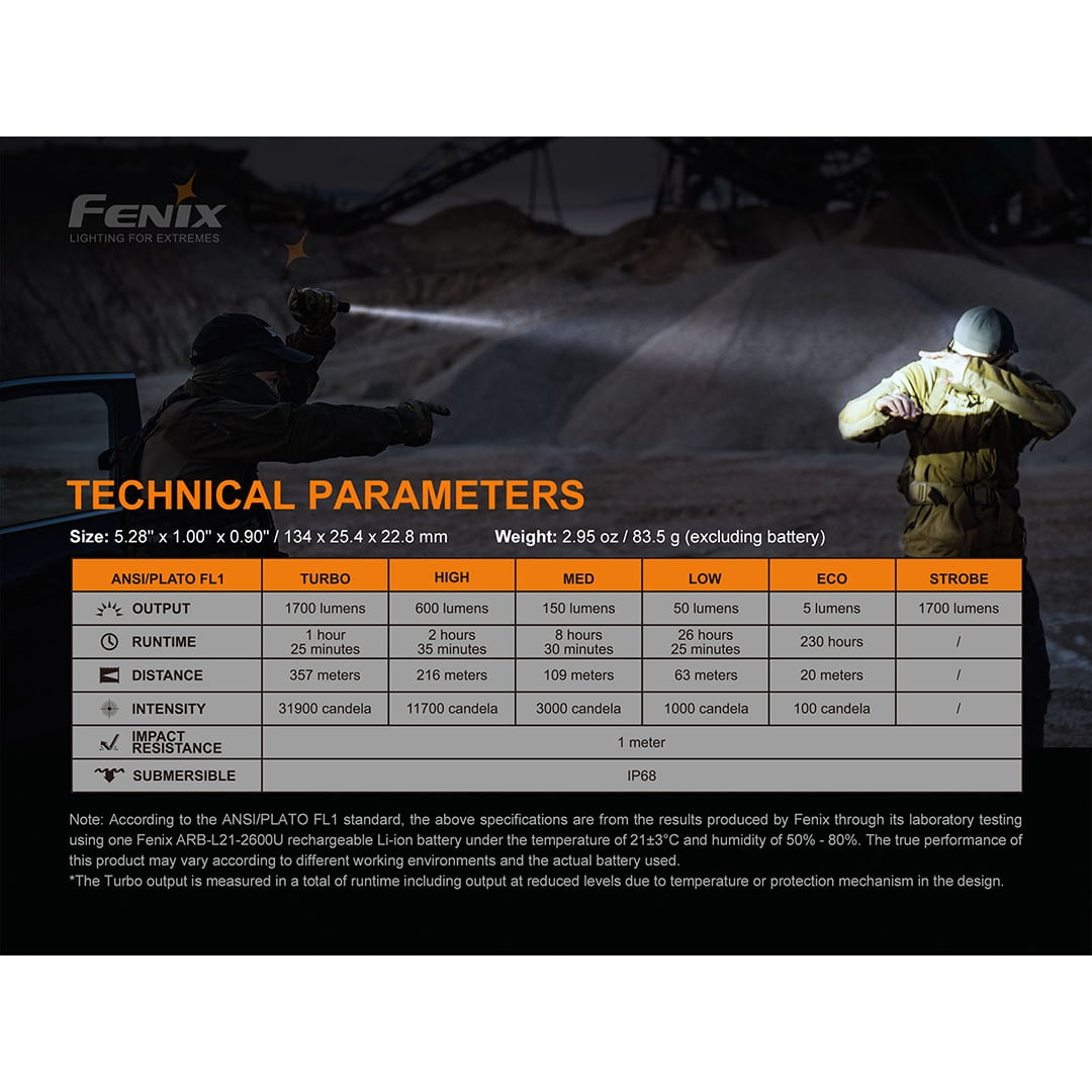 Fenix PD35 v3.0 Flashlight with USB Rechargeable Battery and Lumentac Battery Case