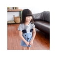 thumbnail image 5 of Girls Cartoon Mouse Stripe Colorblock Summer Denim Short Sleeve Dress Princess DressesTutu Denim Skirts Baby Colorblock Short Sleeve Dresses, 5 of 6