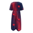 thumbnail image 4 of Summer Dresses for Women Patriotic Star Print Tiered Dress Round Neck Short Sleeve Casual Sundress Red S, 4 of 5