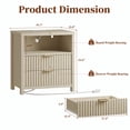 thumbnail image 2 of Satifur Modern Fluted Nightstand with Charging Station & 2 Storage Drawer for Bedroom,Light Oak Grain, 2 of 6