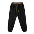 thumbnail image 4 of HOMADLES Mens Casual Linen Joggers Pants Elastic Waist Side Pocket Sports Pants Outdoor Athletic Pants Black Size L, 4 of 9