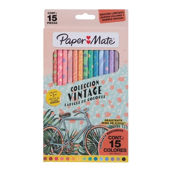 Colores Paper Mate Colección Vintage Unipunta Redonda 15 pzas