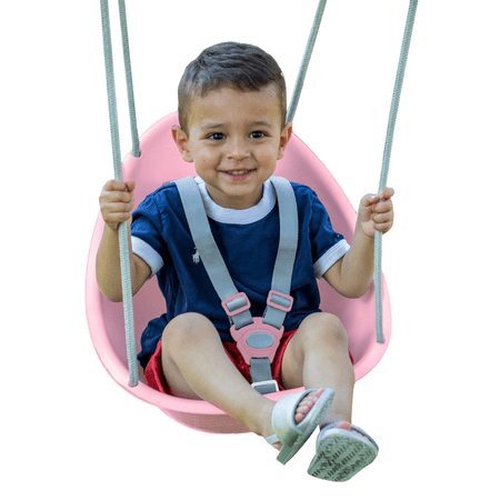 Swurfer Coconut Toddler Swing – Comfy Baby Swing Outdoor, Safe Quick Click Locking System, Easy Installation, Ages 6 - 36 Months, Rose Pink