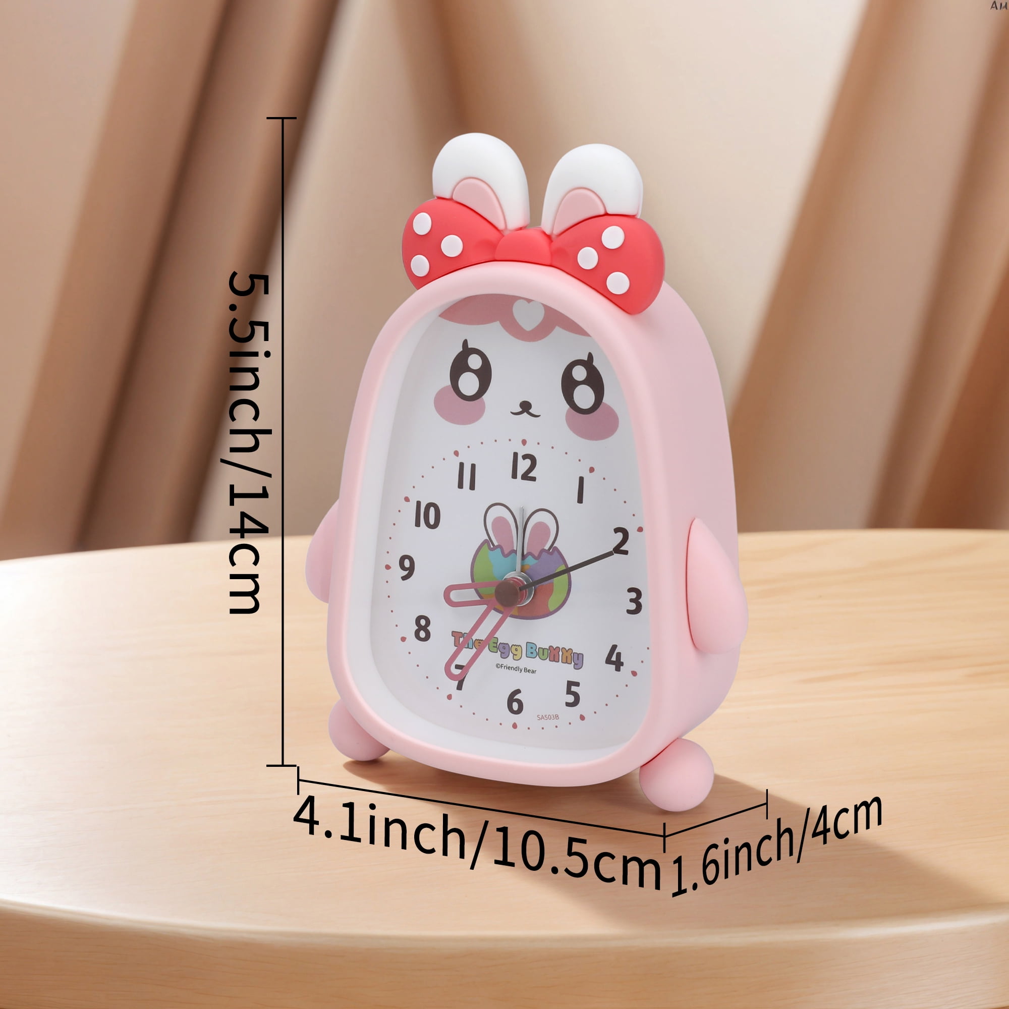 Unique Bargains Silent Non-Tick Mechanical Alarm Clock Pink Rabbit 4.1"L x 1.6"W x 5.5"H