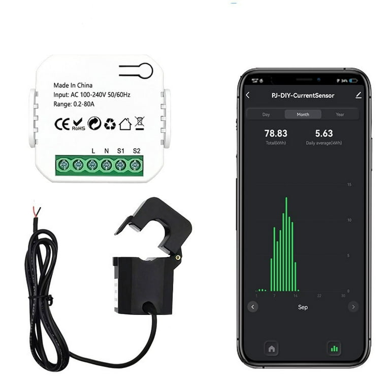 Tuya Smart Life WiFi Energy Meter 80A Power Clamp Current Transformer App  Monitor with Clamp CT : : DIY & Tools