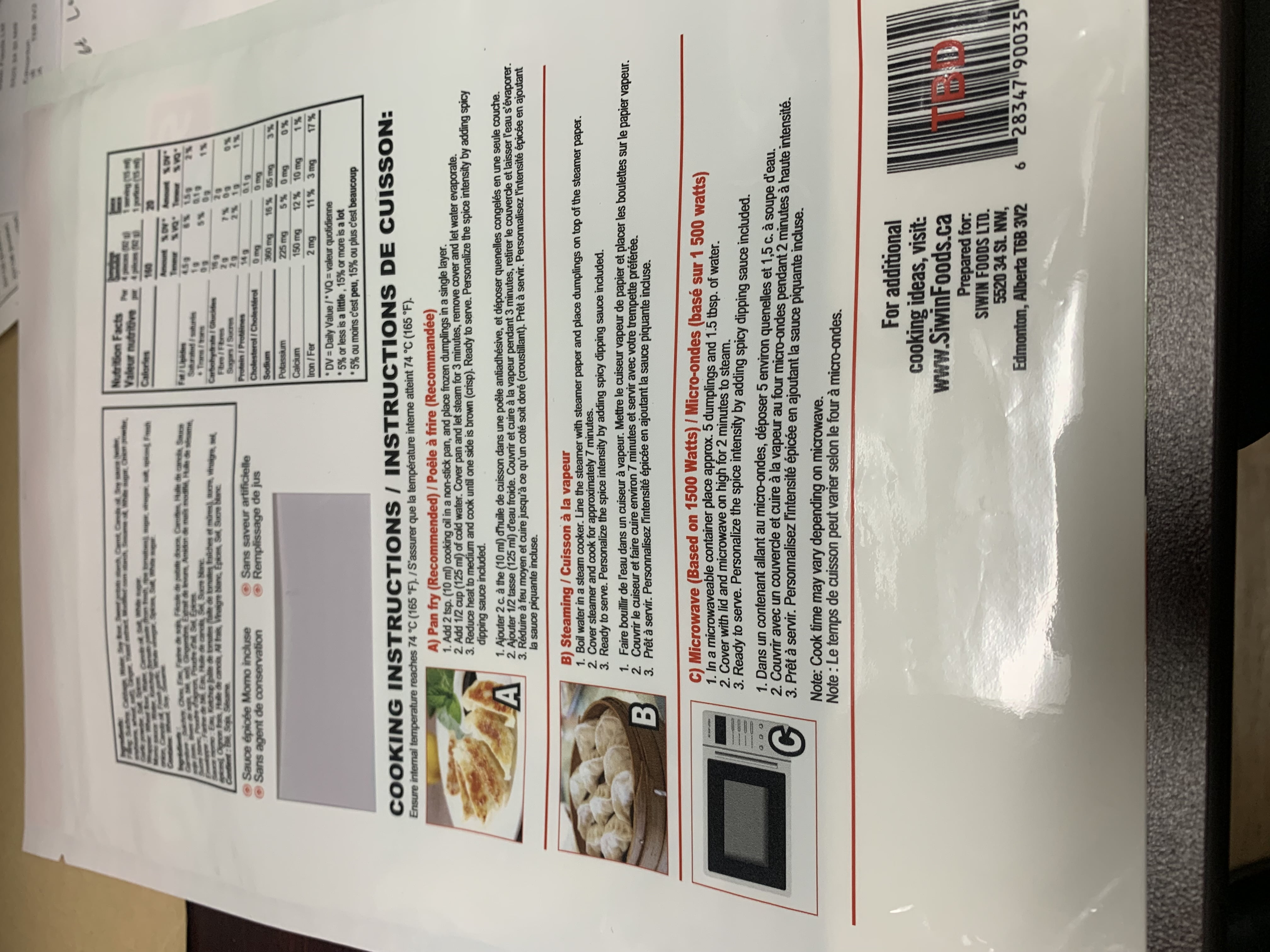 Siwin Frozen Vegetable Momos, Momos Vegetable