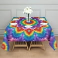 thumbnail image 3 of Colorful Rainbow Tie Dye Spiral Pattern Square Tablecloth,Waterproof Square Table Cover,Wipeable Spillproof Washable Table Cover for Home Kitchen Party Decor 42"X42"(107x107cm), 3 of 6