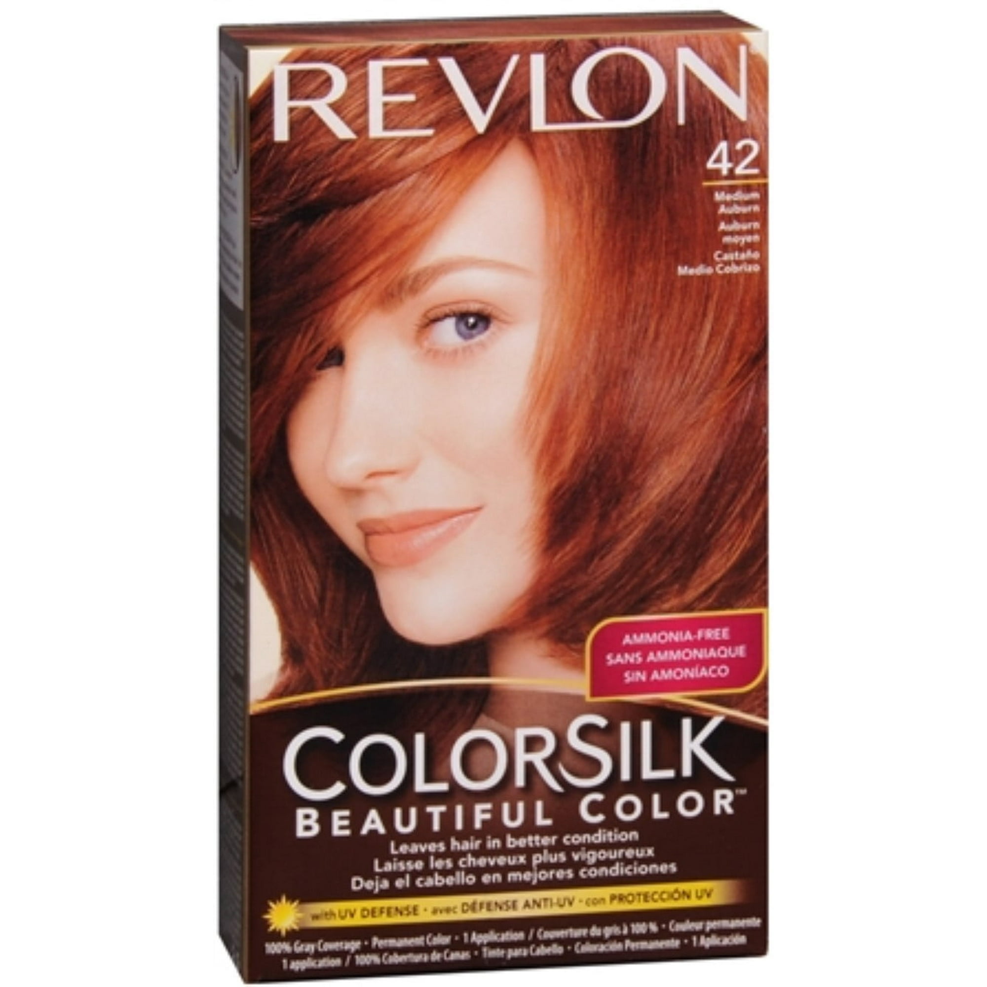 Revlon ColorSilk Beautiful Color Permanent Hair Color, 42 Medium Auburn, 1 Count