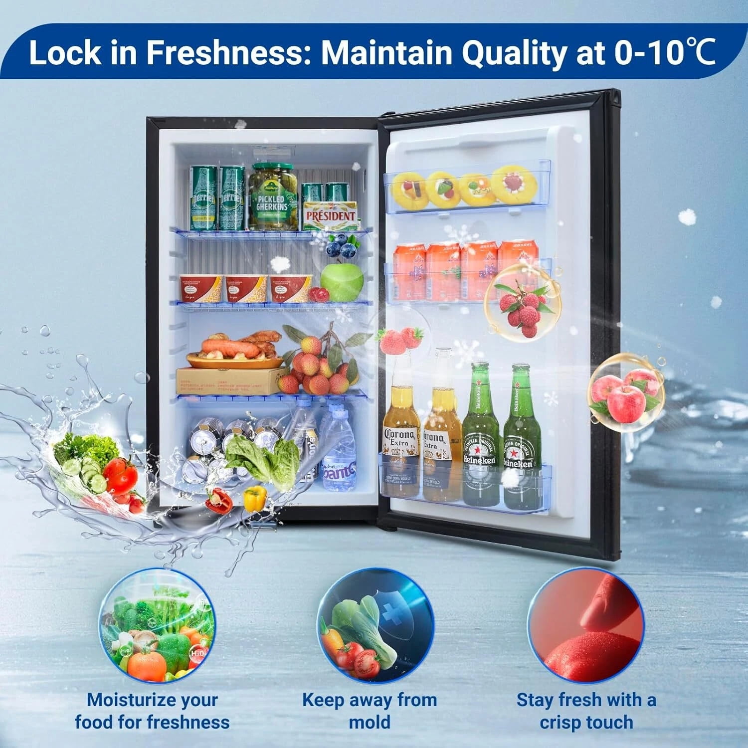 SMAD 12V RV Refrigerator Truck Mini Fridge AC / DC Compact Silent 1.7 Cu ft Lock