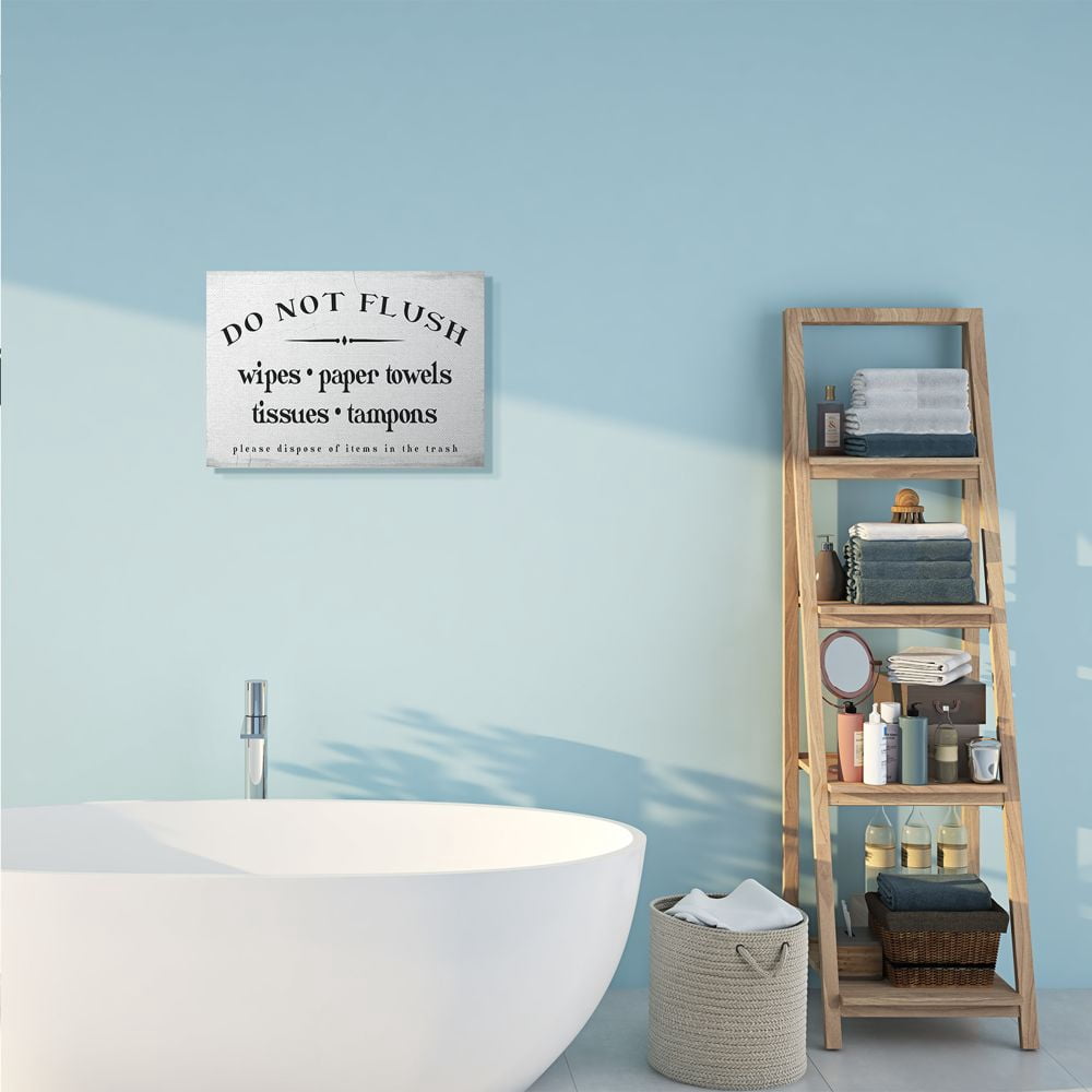 Stupell Industries Don't Flush Disposable Garbage Items Bathroom Sign Canvas Wall Art by Daphne Polselli