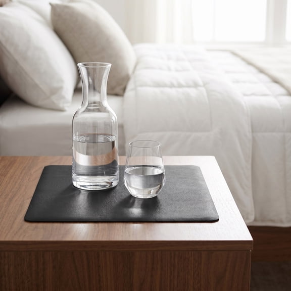 ibasenice Heat Resistant PU Nightstand Cover Black Anti-Slip Table Protector for Home 3Pcs