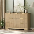 thumbnail image 4 of Fluted Dresser for Bedroom with 7 Drawers, 47.24” Modern Dressers for Bedroom, Wooden Long Dresser w/ Metal Handle, Furniture Dresser TV Stand, Wicker Closet Clothes Storage Organizer, Natural Oak, 4 of 8