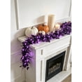 thumbnail image 2 of LKXOTTK 70 Inch Black Eucalyptus Garland with LED Purple Lights Battery Operated for Mantel Home Decor, 2 of 6