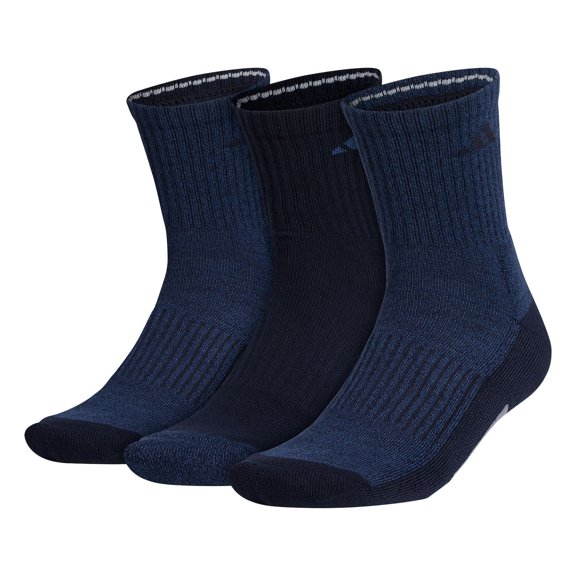 Men's adidas 3-pack Cushioned Mid-Crew Socks Color: Night Marine Blue Gray Size: N/A