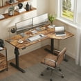 thumbnail image 2 of 59.1 Inch Electric L-Shaped Height Adjustable Standing Desk, Sit to Stand Corner Desk with Memory Presets and Hooks, Ergonomic Home Office Computer Desk for Workstations, Rustic Brown, 2 of 9