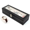 6 Slot Men Women Leather Jewelry Watch Display Case Box Storage Holder Organizer