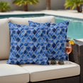 thumbnail image 2 of Outdoor Pillow Cover Peacock Blue White Marble Set of 2 Waterproof Throw Pillowcases Lattice Modern Art Decorative Patio Furniture Pillows for Couch Garden Indoor & Outdoor Use, 2 of 9