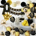 thumbnail image 5 of Black Gold Happy 70th Birthday Balloons, 60th Birthday Decorations Black Gold Happy Birthday Banner Number 70 Foil Balloon 70 Years Old Party Supplies for Father Mother 70th Birthday, 5 of 7