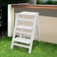 thumbnail image 2 of ToppiJoy 3-Layer Folding Step Ladder, Portable Folding Wooden Step Stool, 2 of 13