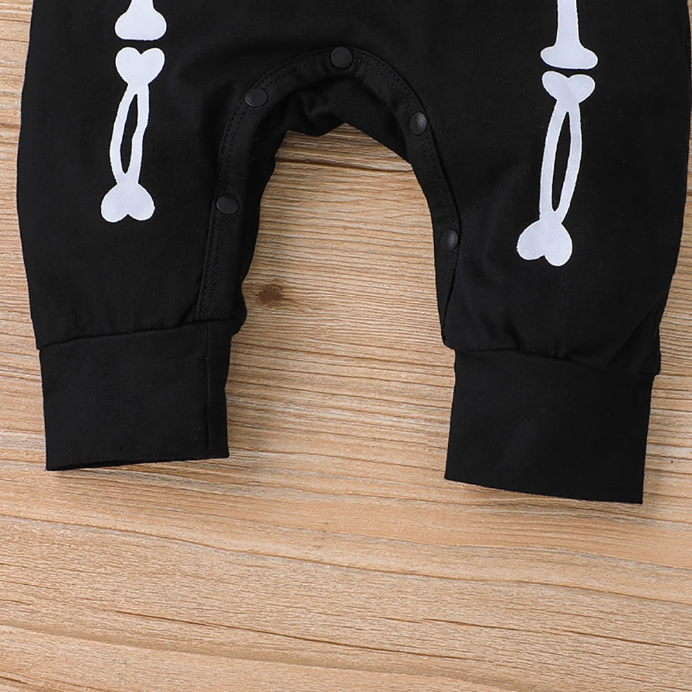 IBTOM CASTLE Newborn Baby Bat Costume Halloween Cosplay Cloak Romper with Wings Ears Hoodie My First Halloween Outfit for Boy Girl 6-12 Months Black Skull