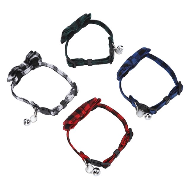 Collier pour Animaux, 4 Pcs Collier Mignon Doux à Carreaux pour Chien Nœud Papillon Réutilisable pour Petits Chiens Chats Lapins