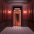 thumbnail image 5 of 2 Pcs Self-Adhesive Door Sticker 31.5"x78.7" Red Vintage Phone Booths Door Murals Stickers PVC Door Removable Wallpaper Decoration, 5 of 9