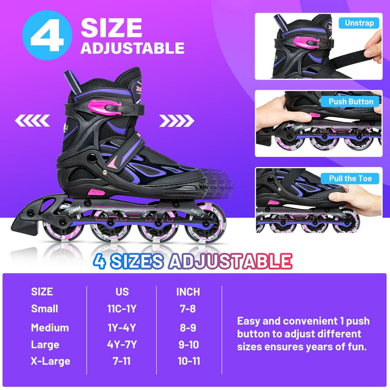 Roller Skates for Girls and Kids, 4 Sizes Adjustable Roller Skates, with  All Wheels Light up, Fun Illuminating for Girls and Kids, Roller Skates for