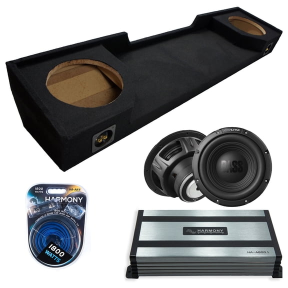 Harmony Audio Alpine fits 88-98 Chevy C/K Ext Cab W12S4 Dual 12" Subwoofer 500W Sealed Sub Box | HA-A800.1 Amplifier, 4GA Amp Kit