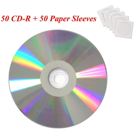 - 50 Pack Smartbuy Professional CD-R 48X 700MB 80Min Diamond Shiny Silver Blank Disc (Include 50 White Paper Sleeves)
