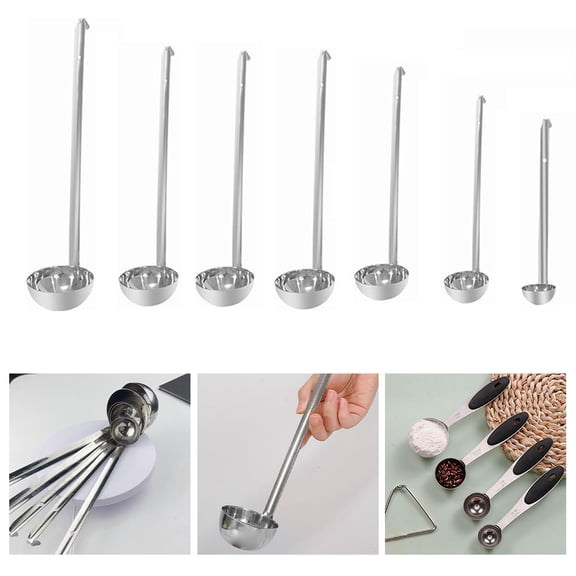 Soup Ladle,Stainless Steel Hooked Handle Ladle with Pouring Rim for Kitchen Cooking Soup Sauce (1oz, 2oz, 3oz, 5oz, 6oz)
