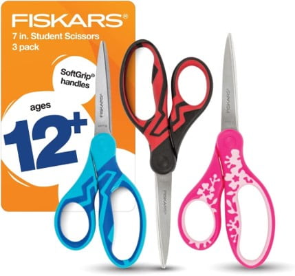 8 Inch Color 3 Pack Titanium Softgrip Adult Scissors 