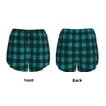 thumbnail image 3 of KLL Teal On Black Plaid Pattern Shorts Women,Athletic Shorts High Waisted Running Shorts Pocket Sporty Short Gym Elastic Workout Shorts-Medium, 3 of 7