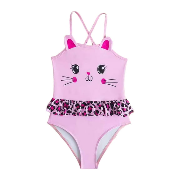Ymyiu Bathing Suits for Girls Girls Swimsuit One Piece Swim Dress Scalloped Bathing Suit 5T 6T (Pink,5-6 Years)
