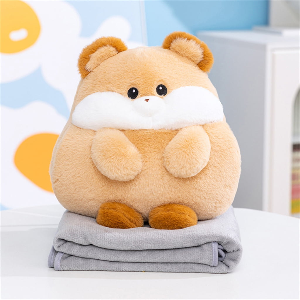Zeiwohndc Cartoon Capybara Hamster Cushion Blanket Combo Soft Plushie Pillow Throw