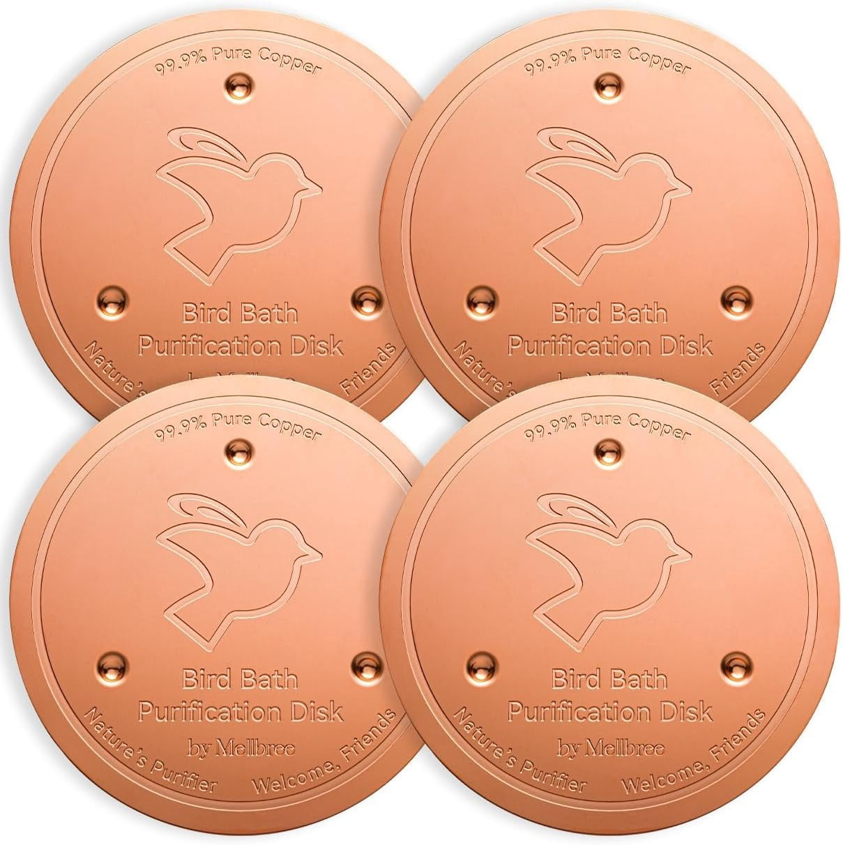 Bird Bath Copper Disk, 0.6mm Reinforced 99.99% Pure Copper Cleaning Disk with Triple-Point Support for Physical Safe Clean Water All-Season, Universal Fit for Outdoor Birdbaths, Bowl, Bird Bath Solar