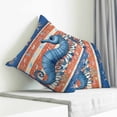 thumbnail image 4 of Throw Pillow Covers 26x26 Inch, Blue Seahorse Decorative Pillow Cases for Couch Sofa Bed, Summer Ocean Orange Coral Striped Cotton Linen Square Home Decor Pillowcases with Hidden Zipper, 4 of 7