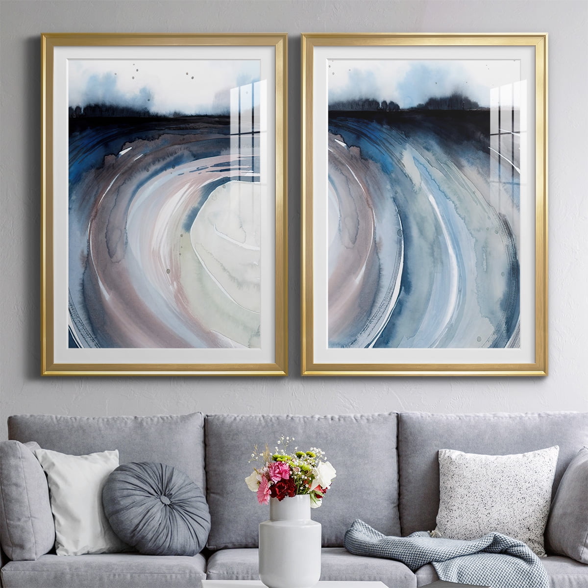 Wexford Home Geode Valley I Premium Framed Print, 22.5" x 30.5" - Ready to Hang, Gold (Set of 2)