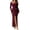 Wine, variant on LEKWK Maxi Dresses for Women Long Sleeve Asymmetrical Neck Bodycon Dresses Front Slit Formal Ribbed Knit Pleated Dress Fall Elegant Weddding Guest