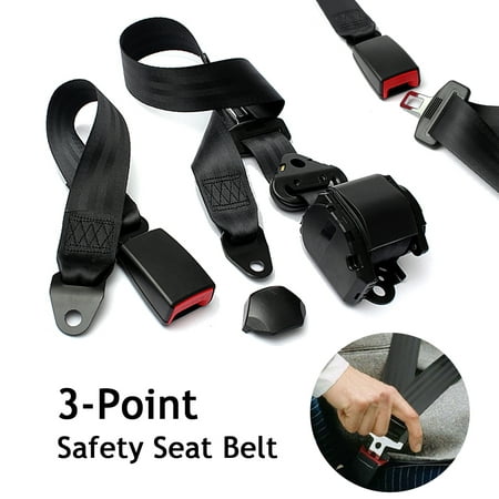 AUDEW Retractable Car Seat Belt 3 Point Auto Car Safety Seat Lap Belt Set Kit Common Adjustable Car Seatbelt for All