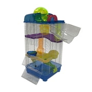 YML AH3030BLU 3 Level Clear Plastic Dwarf Hamster, Mice Cage with Ball on Top, Blue